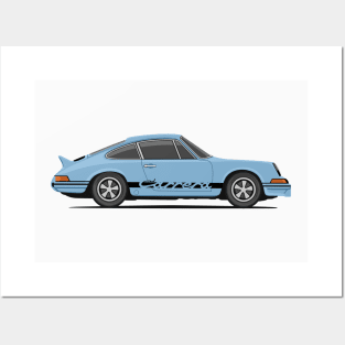 supercar 911 carrera rs turbo 1972 side light blue Posters and Art